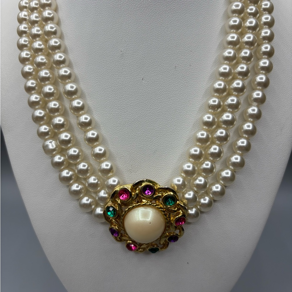 Elegant Faux Pearl Glass Bead Necklace JP211